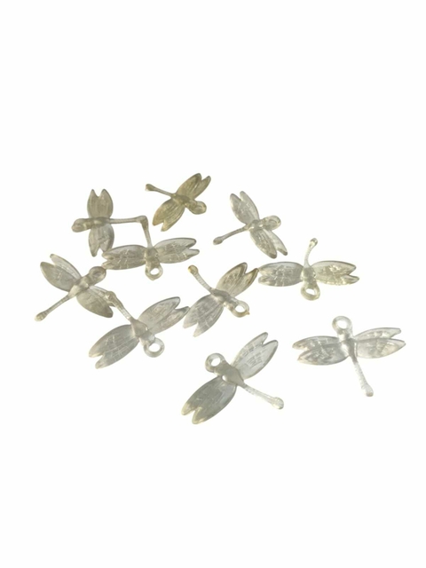 Pingente Libélula De Acrílico Cristal 20mm Transparente - Com Furo Passante