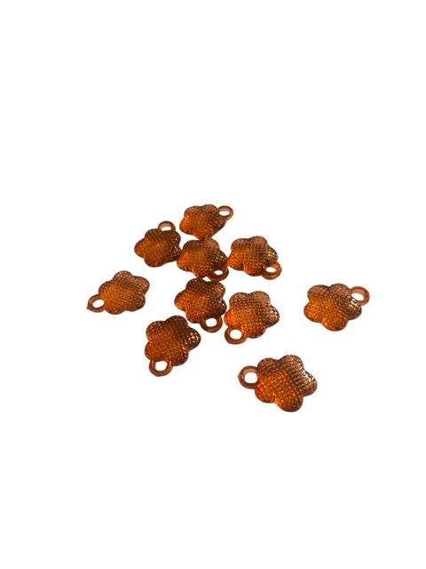 Pingente Flor De Acrílico Cristal 20mm Laranja - Com Furo Passante