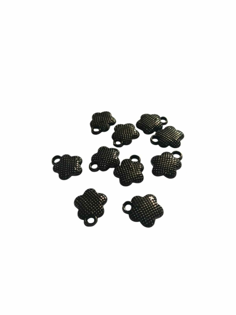 Pingente Flor De Acrílico 20mm Preto - Com Furo Passante