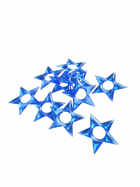 Pingente Estrela De Acrílico Azul Com Furo Passante