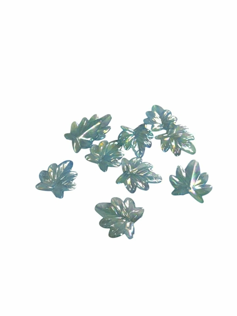 Pingente Folha De Acrílico 20mm Azul Claro Furta-Cor Com Furo Passante