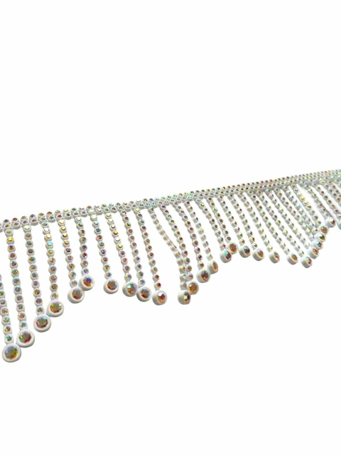 Franja De Strass Branco Cristal 60mm - 1 Metro - Para Carnaval, Customizações E Artesanatos
