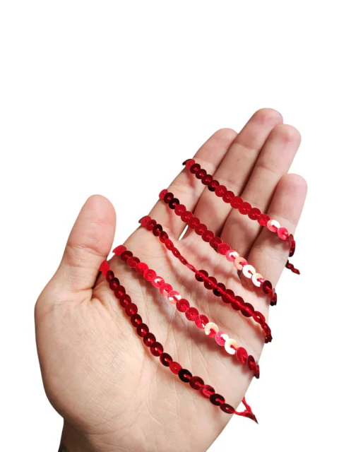 Fita Cordão Paetê De Lantejoulas - 5 Metros - Vermelho - Carnaval e Costumizações - comprar online
