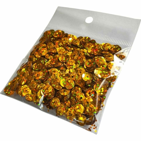Lantejoula Com Furo Metalizada Dourado - 10 gramas - Para Artesanatos E Carnaval - comprar online