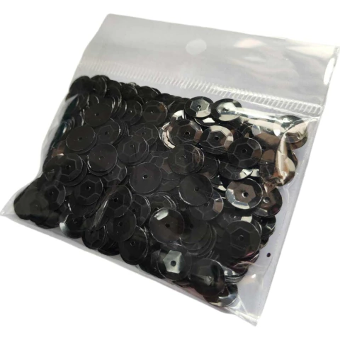 Lantejoula Com Furo Metalizada Preto - 10 gramas - Para Artesanatos E Carnaval - comprar online