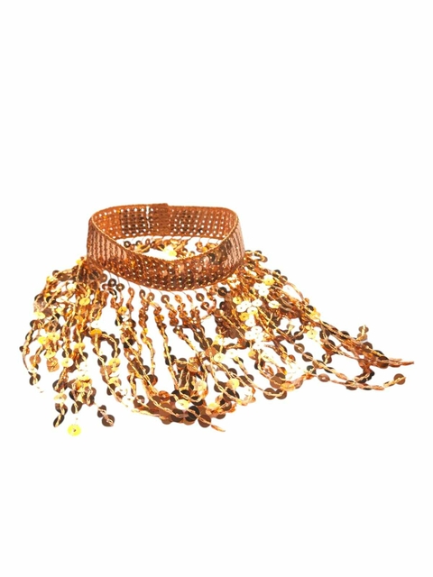 Gargantilha De Paetê Lantejoulas Para Carnaval E Bloquinho - Dourado