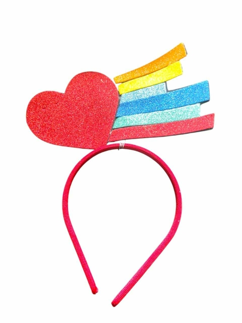 Tiara Coração Arco-íris - Para Carnaval Bloquinhos Fantasias E Festas - comprar online