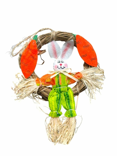 Guirlanda Decorativa Enfeite De Páscoa Coelho De Palha - 16cm - comprar online