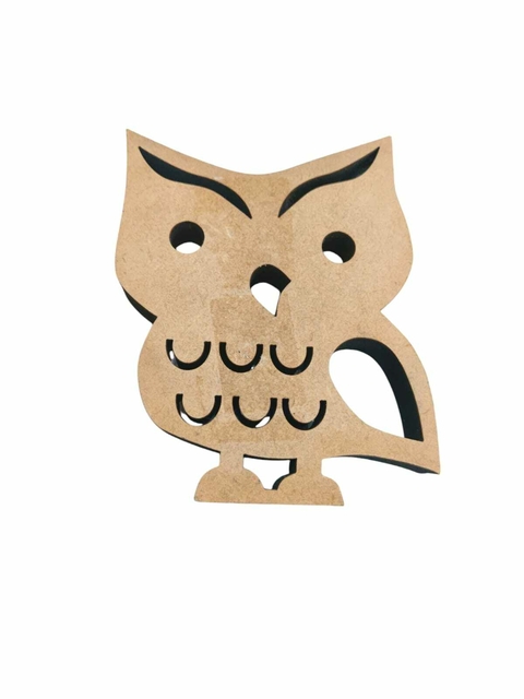 Enfeite Decorativo De Coruja Em MDF Cru - 11x09cm