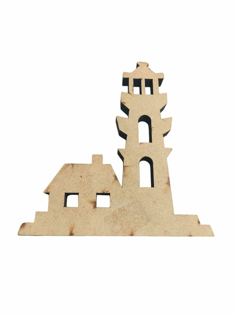 Enfeite Decorativo De Farol Em MDF Cru - 17x16cm - comprar online