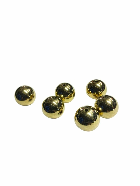 6 Pérolas Plásticas 18mm Cor Dourada - Bola Passante - comprar online
