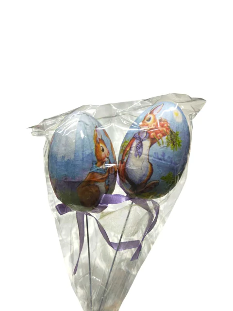 Par De Ovos De Páscoa De Isopor Decorativos No Palito - 7cm - Cores Sortidas E Azul - comprar online