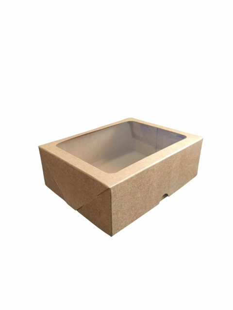 Caixa De Papel Kraft Com Visor De Acetato - 22x16x5cm - Para Presentes E Lembranças - comprar online