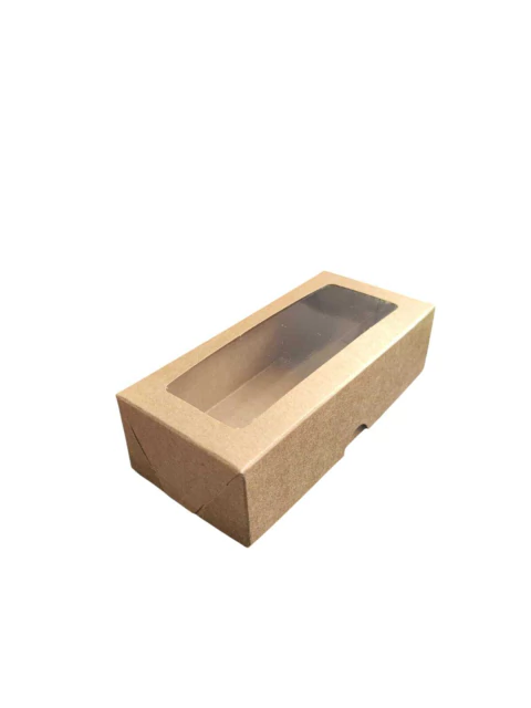 Caixa De Papel Kraft Com Visor De Acetato - 17x8x4,5cm - Para Presentes E Lembranças - comprar online