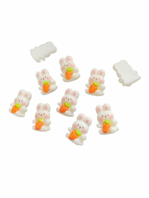 Aplique Decorativo Mini Coelho Com Cenoura Em Resina - 10 Unidades - comprar online