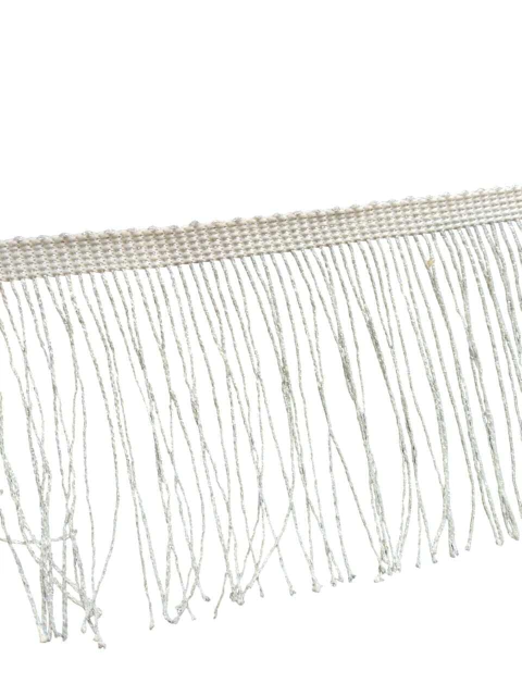 Franja De Tecido 10cm Prata Com Branca Brilhosa Rolo De 1 Metro - Para Artesanatos E Costuras