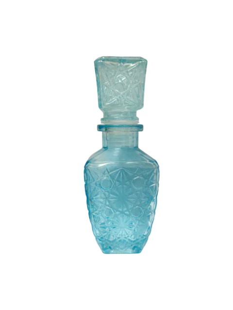 Garrafa Licoreira De Vidro Trabalhada Quadrada Azul 18x6cm - Licor Whisky Bebidas - comprar online