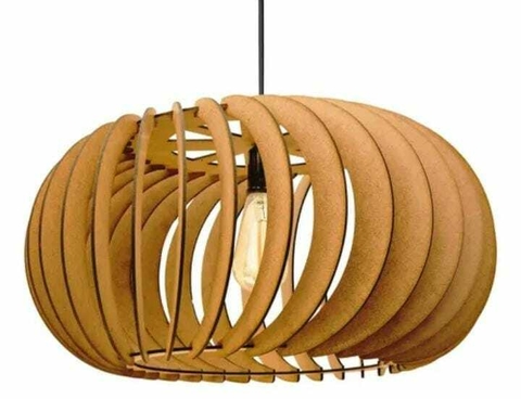 Lustre Luminária Com Pendente Em Madeira Mdf Para Decoração