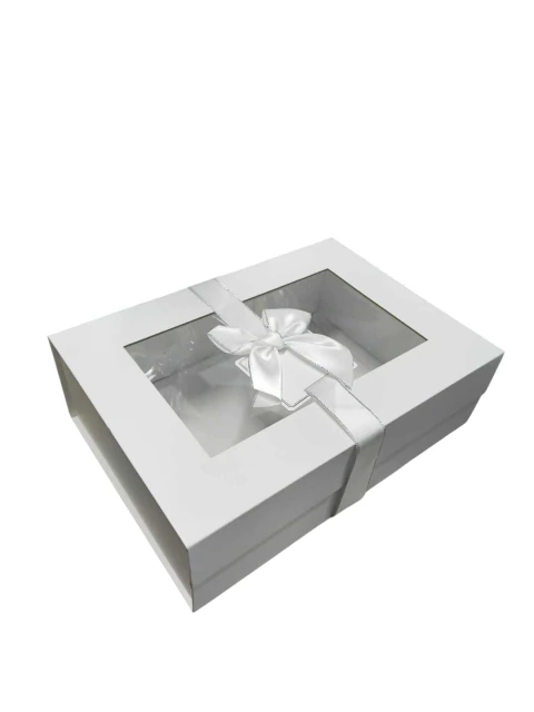 Caixa De Papel Cartonada Branca Com Visor 28x20x9cm Para Presentes - comprar online