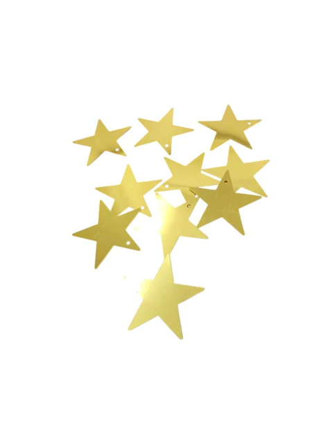 Paetê De Estrela 30mm. Dourada Com Furo Para Artesanatos - 25grs.