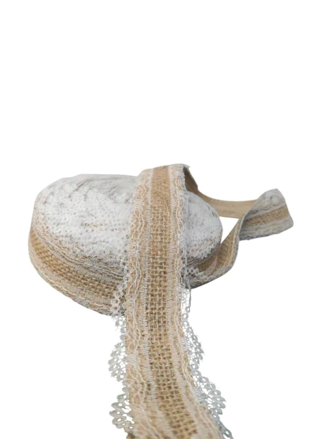 Fita De Juta Com Renda 5cm Para Artesanatos E Laços 2 Metros