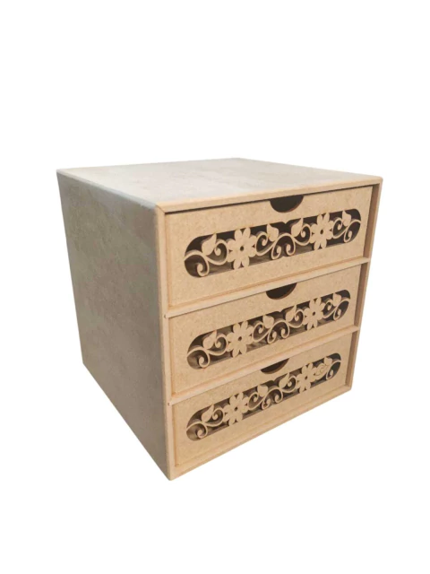 Organizador floral 3 gavetas 18,5 x 19,5 x 19,5 cm - MDF - comprar online
