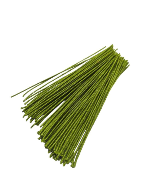 Arame Encapado Recortado Verde 10cm - 100 Peças Artesanatos
