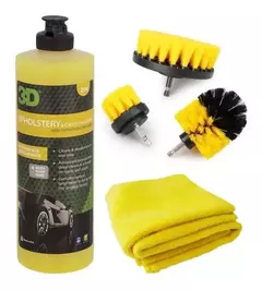 3D Kit Limpieza Alfombras Lavado Tapizado + Kit Cepillos Taladro