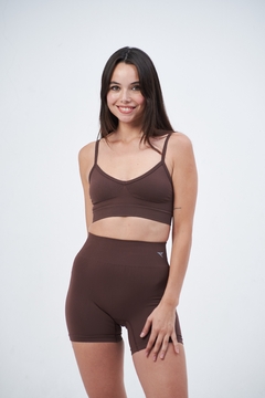 Calza corta seamless Elevate (marrón) - tienda online