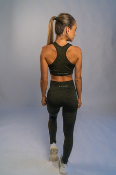 Calza larga seamless POWER (Verde militar) - comprar online