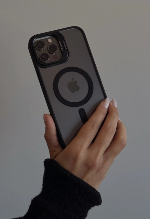 Capinha iPhone 16 Pro MagSafe com Suporte de Alumínio e Película de Câmera - Preta - comprar online