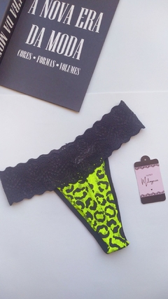 CALCINHA FIO KLÊNIO - ONÇA VERDE NEON/PRETA - comprar online
