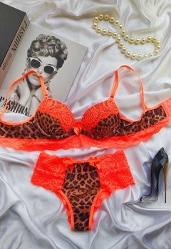 CONJUNTO ANIMAL PRINT - LARANJA