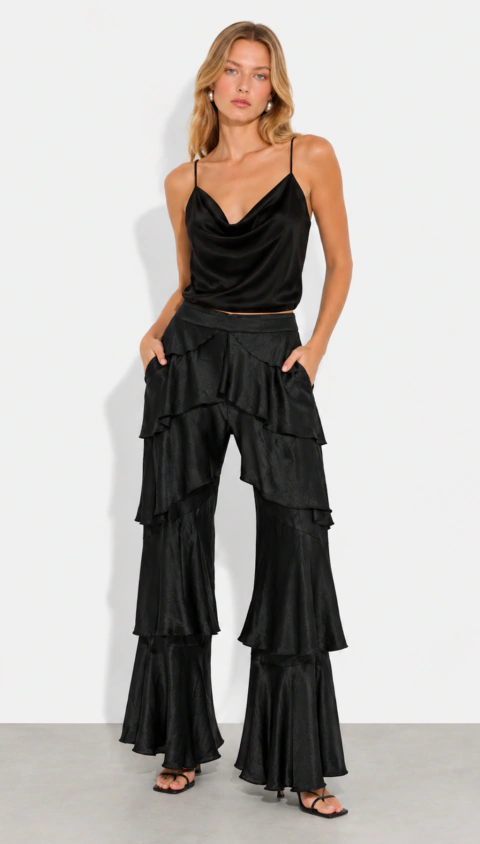 ZARA PANTALON CON VOLADOS TENDENCIA EUROPA