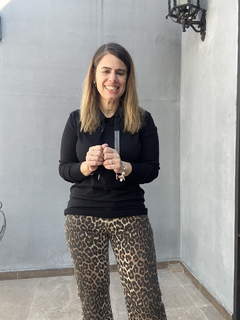 Jean Semi Oxford Crop print Glam - Me Amare Indumentarias