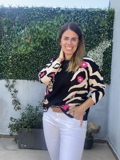 Sweater Flores y Leopardo