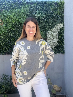 Sweater Flores y Leopardo