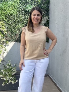 Jean Crop Wide Leg Blanco - comprar online