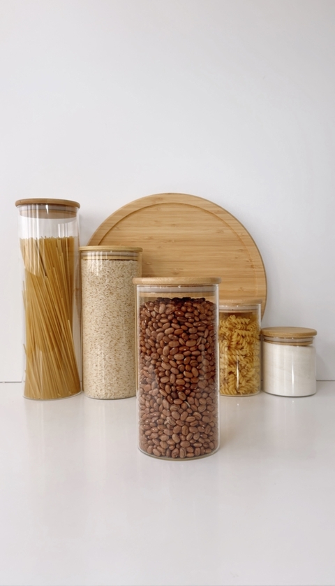 POTE HERMÉTICO TAMPA DE BAMBU REDONDO - 1,1L