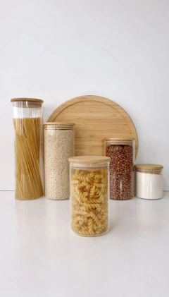 POTE HERMÉTICO TAMPA DE BAMBU REDONDO - 600ML