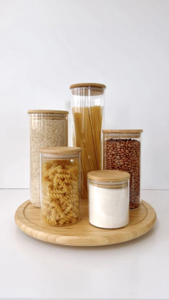 Imagem do POTE HERMÉTICO TAMPA DE BAMBU REDONDO - 400ML