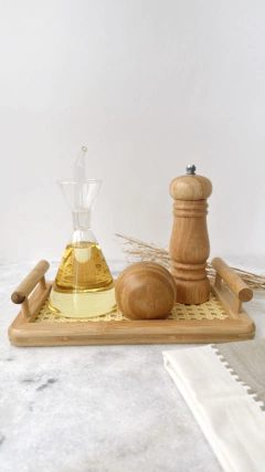 BANDEJINHA BAMBU E PALHA - BAMBUS HOME