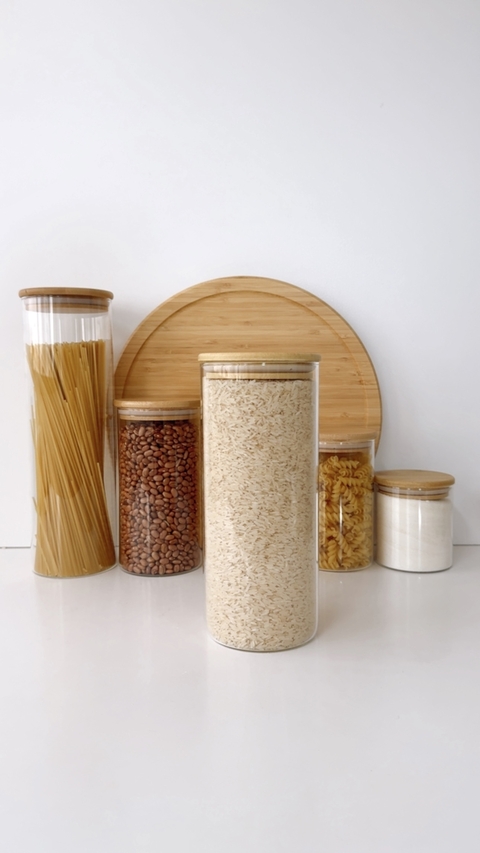 POTE HERMÉTICO TAMPA DE BAMBU REDONDO - 1,6L