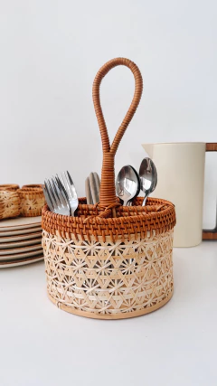 PORTA TALHER RATTAN NATURAL