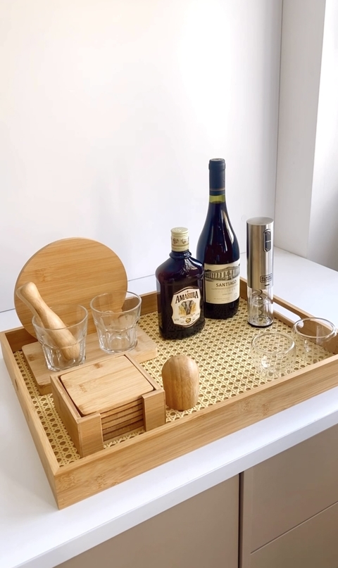 BANDEJA DE BAMBU E PALHA RETANGULAR 48CM "G" - comprar online