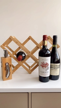SUPORTE RETRÁTIL PARA VINHO BAMBU - BAMBUS HOME