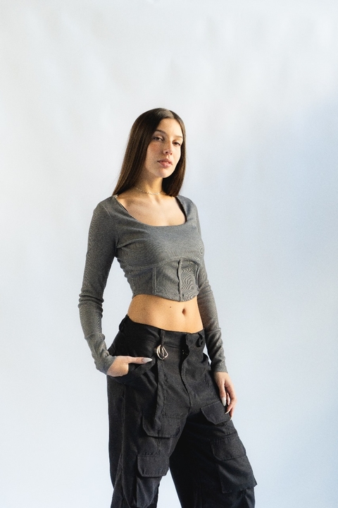 Top Corset Washed Grey