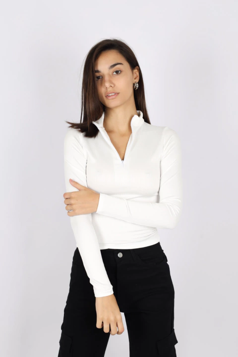 Top Zipper Optic White