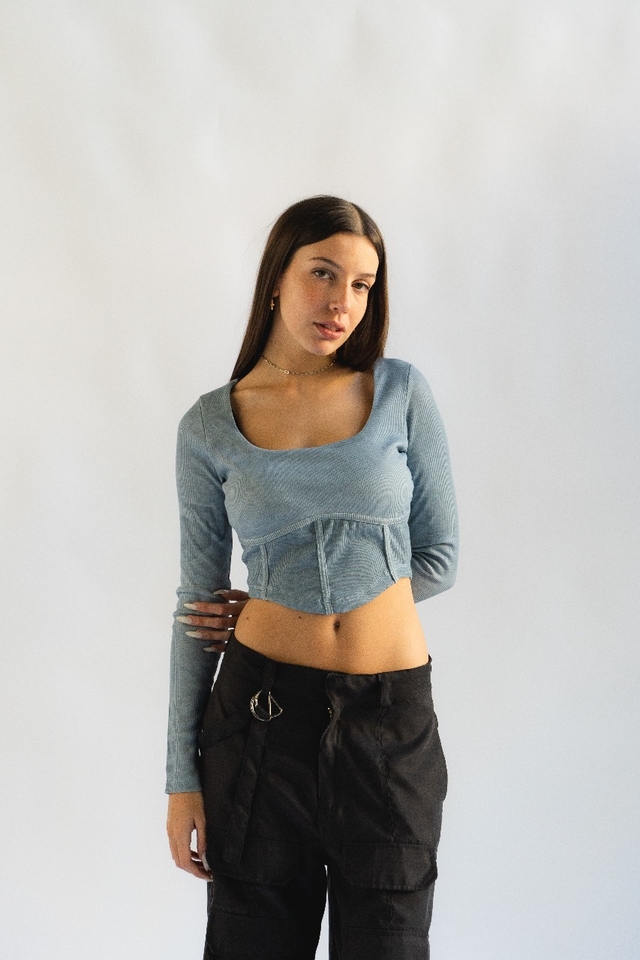 Top Corset Washed Light Blue thumbnail 2