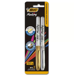 Pincel marcador permanente 1,1mm 2 cores metálicas
